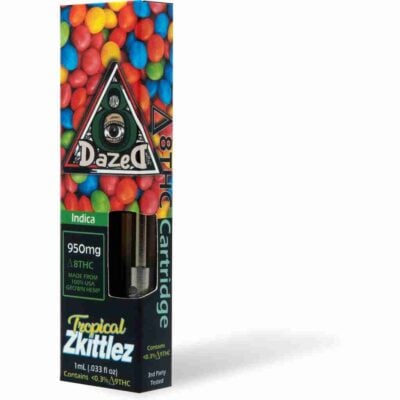 DazeD8 Tropical Zkittlez Delta 8 Cartridge 1g inside the box