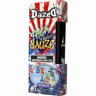 Dazed THCa Diamonds Sauze Disposable Vape Pen 2g DazedA THCa Diamonds Sauze Disposable Vape Pens 2g - Liberty Haze