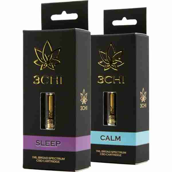 cbd focused blends vape cartridge sleep calm boxes by 3chi staggered
