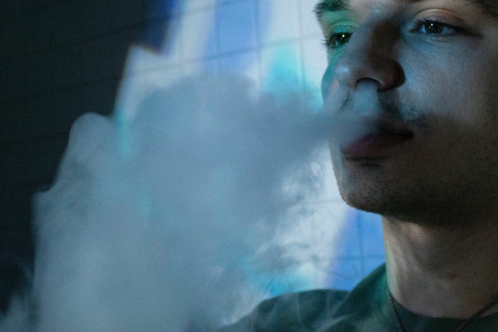 Man smoking delta 8 THC