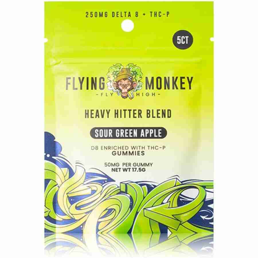 flying monkey heavy hitter gummies sour green apple min