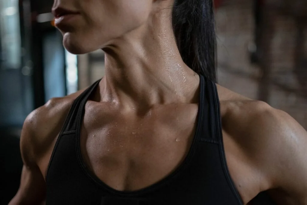 Woman sweating
