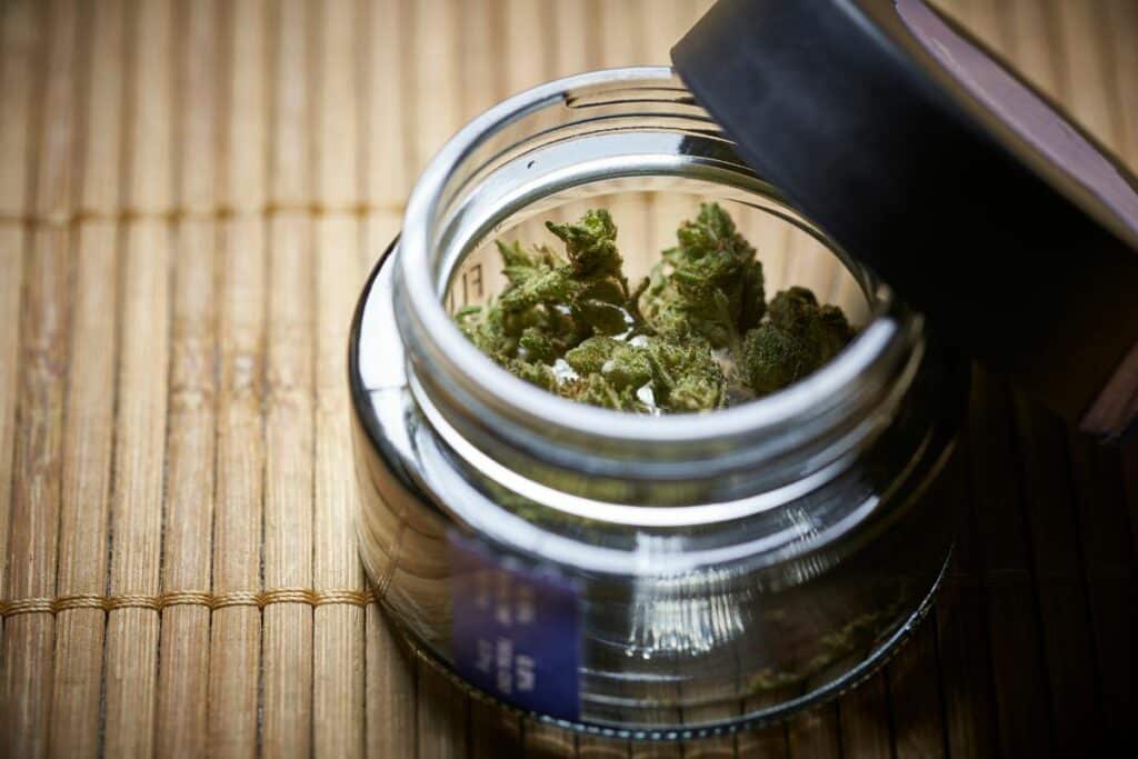 Storing cannabis in a jar