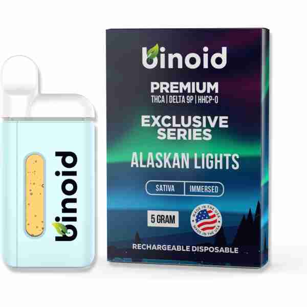 Binoid Exclusive Series THCA Disposables (5g) Alaska lights.