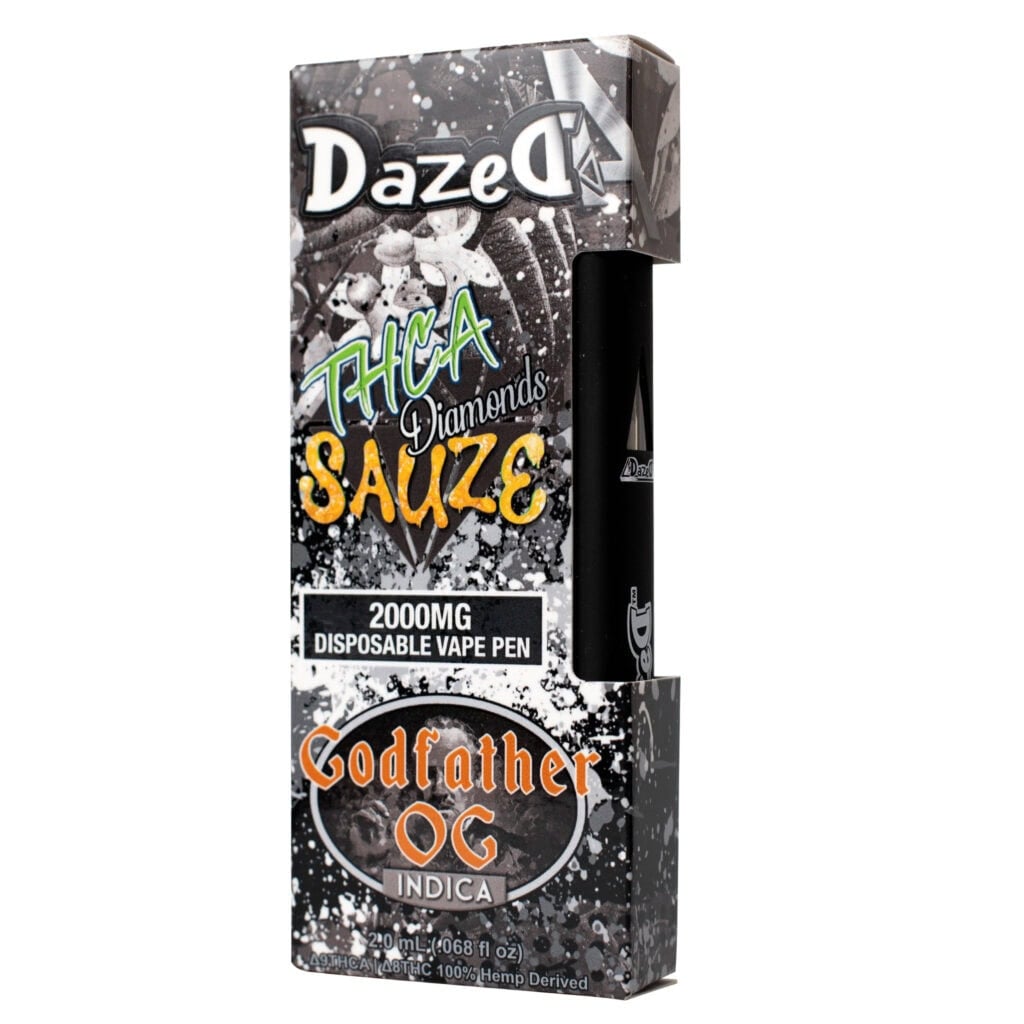 Dazed THCa Diamonds Sauze Disposable Vape Pen 2g Godfather OG