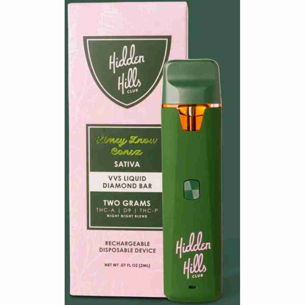 Hidden Hills Club Night Night Blend VVS Liquid Diamonds Disposable Vape 2g Limey Snow Conez