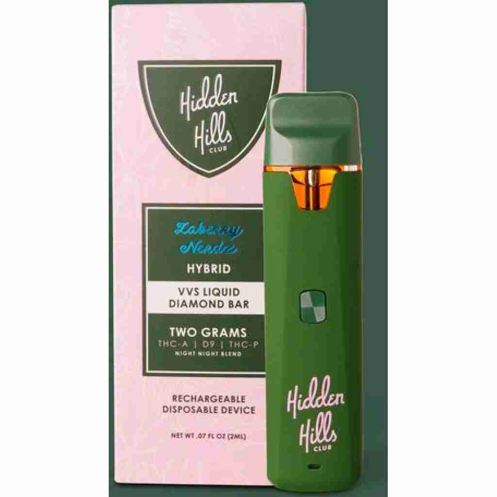 Hidden Hills Club Night Night Blend VVS Liquid Diamonds Disposable Vape 2g Zaberry Nerdz