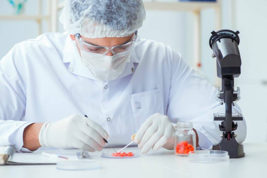 A guy testing Delta 8 Gummies in a lab for drug test