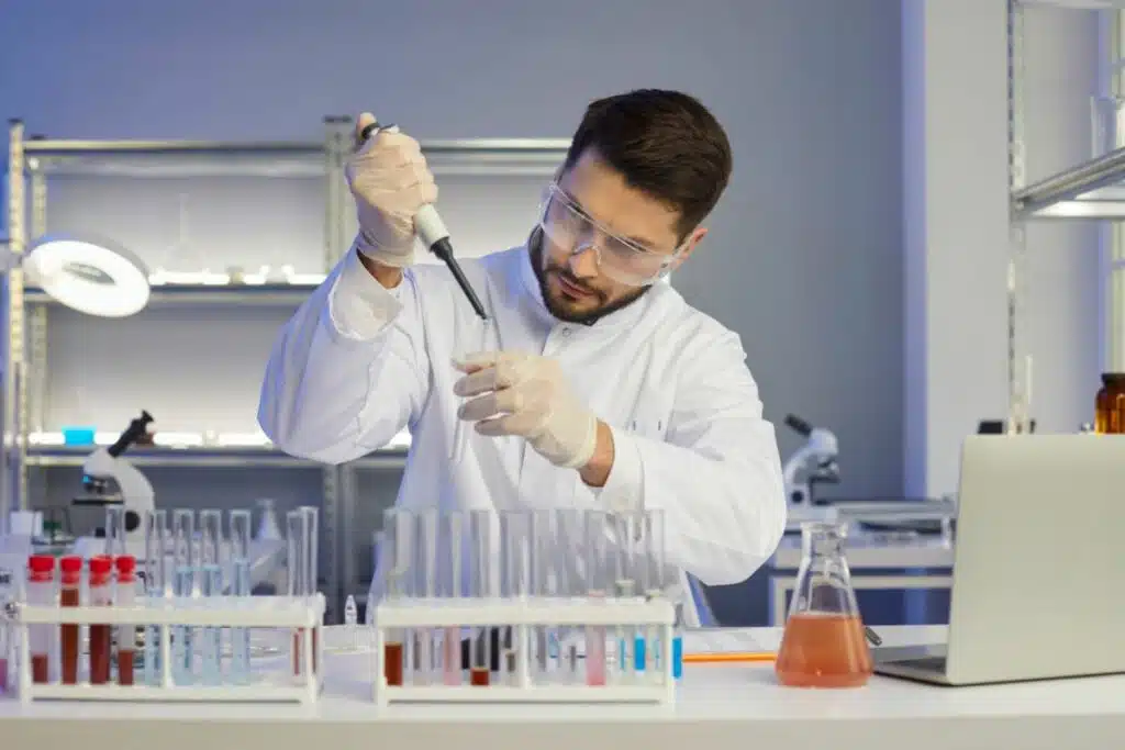 A guy testing urine for Delta 8 drug test