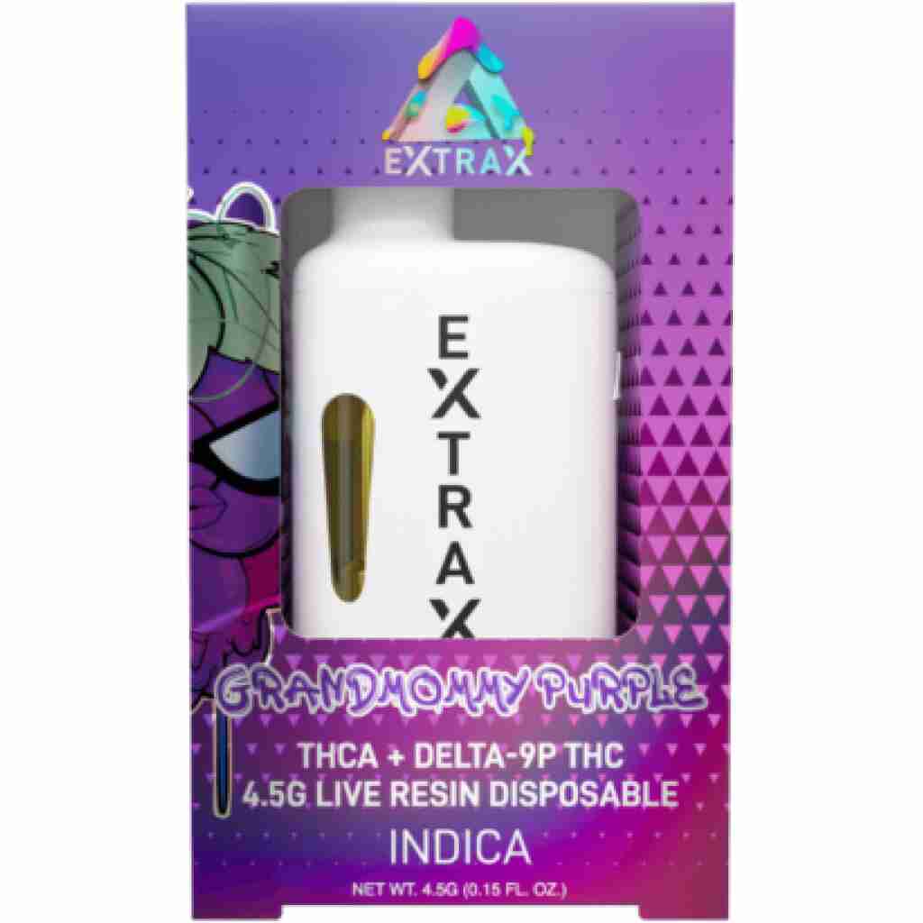 Delta Extrax Adios Blend THCa Disposable Vape Pens 4.5g - Grandmommy Purple