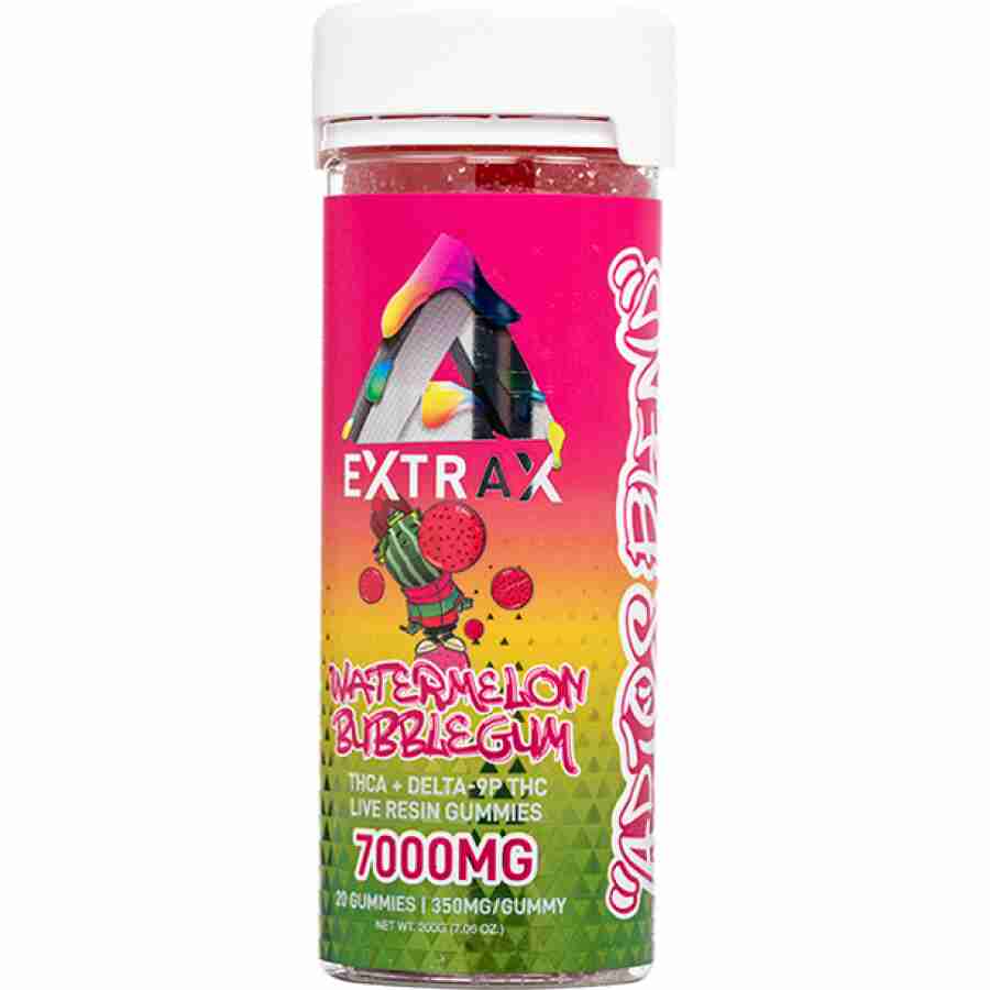delta extrax adios blend gummies 7000mg watermelon bubblegum