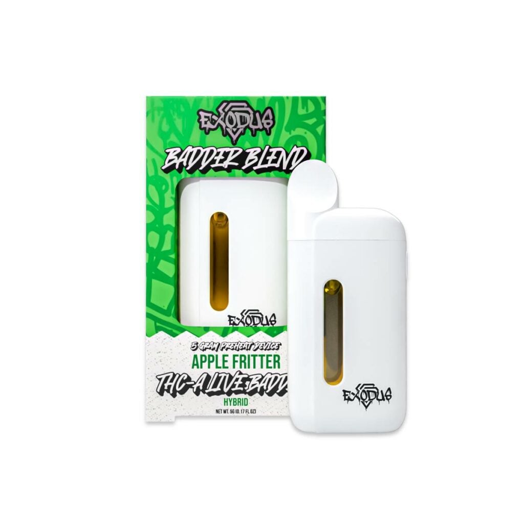Exodus Badder Blend Preheat THCa Disposable Vape 5 Grams Apple Fritter