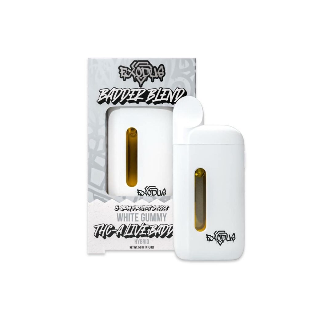 Exodus Badder Blend Preheat THCa Disposable Vape 5 Grams White Gummy