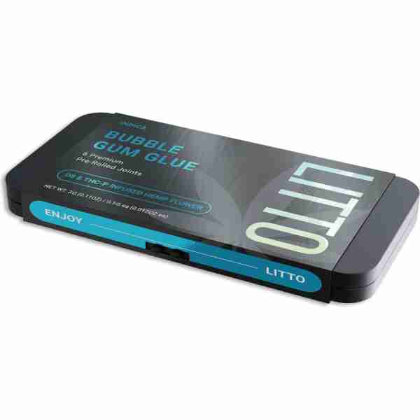 A black and blue Litto Premium Pre-Rolled Half Gram Joints (6pc) case with a blue label on it.