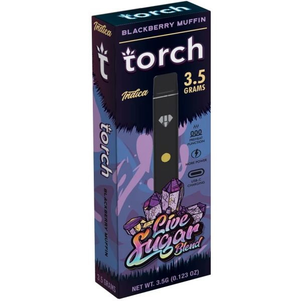 A box with a Torch Live Sugar Blend Disposables | 3.5g in it.