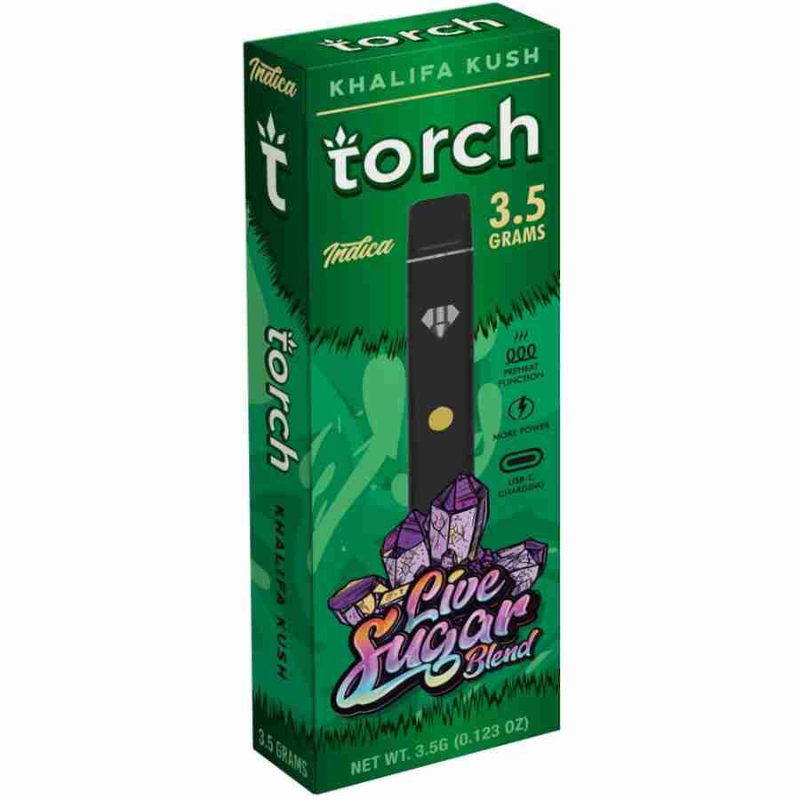 A box of Torch Live Sugar Blend Disposables | 3.5g with a green box.