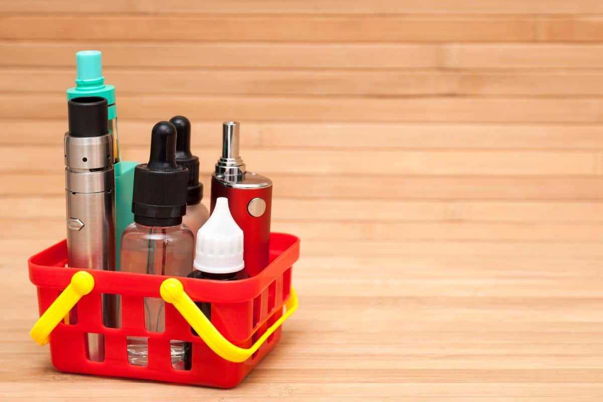 Vaping products inside a shopping cart