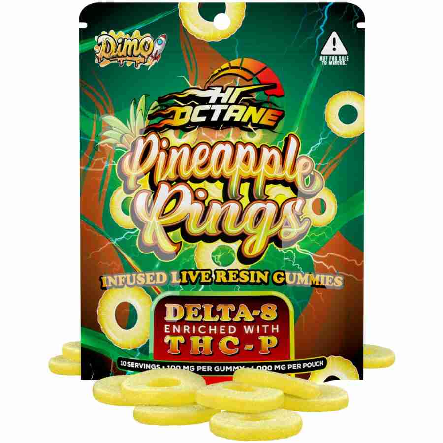 A package of pineapple kings with yellow rings.