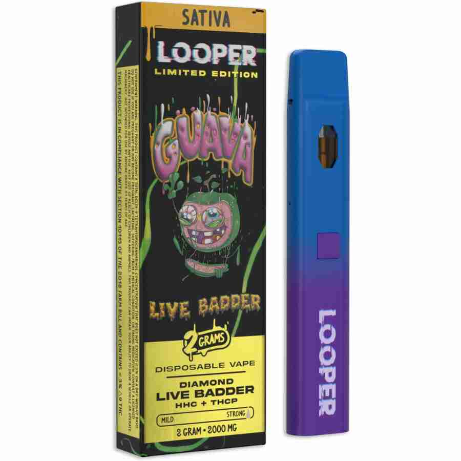 Savvy Looper Live Badder Disposable Vape Pens | 2g with a blue and purple box.
