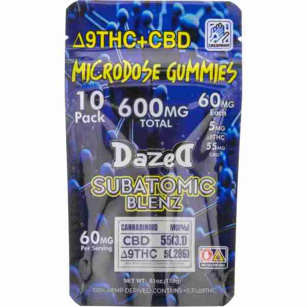 Dazed8 Subatomic Blenz Gummies 60mg Sample | 10pc subatomic blend cbd gummies.