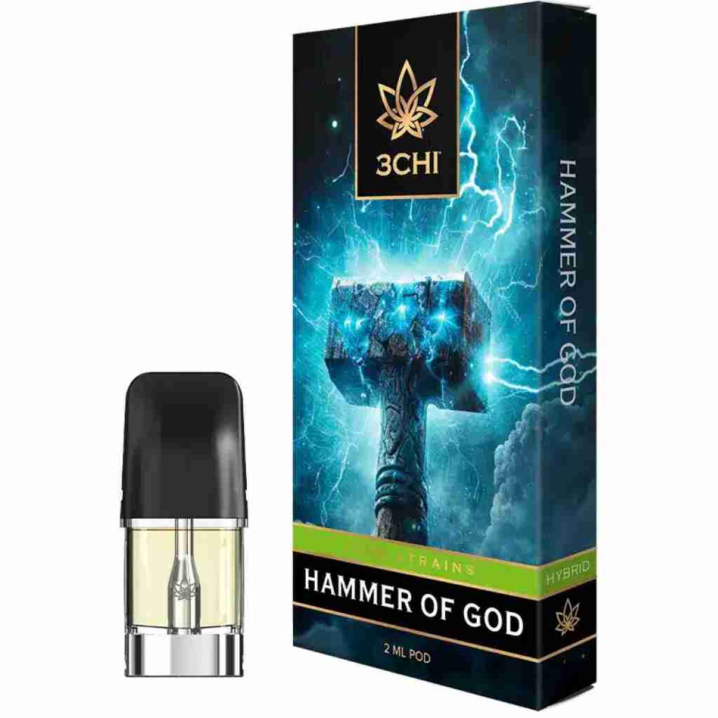 3CHI Premium True Strains Vape Pods 2g - Hammer Of GOD