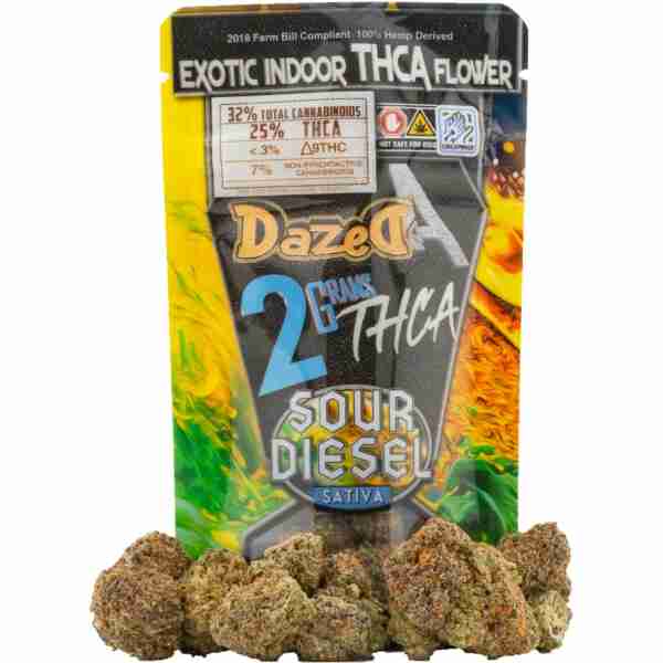 Dazed8 THCA Premium Indoor Flowers | 2g sour diesel.