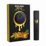 A black Muha Meds Delta-8 Disposable Vape 1g box and e-cigarette in black.