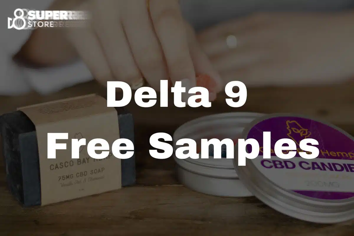 A lady enjoying free sample of delta 9 gummies