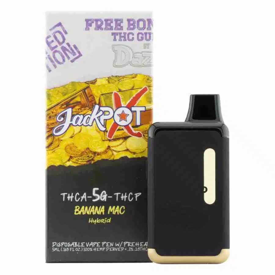 Dazed8 JackPotX Disposable Vapes 5g flavored Thai Thai e-liquid.