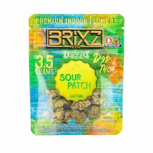 A package of Brixz D9P Premium Indoor Flowers 3.5g sour patch.