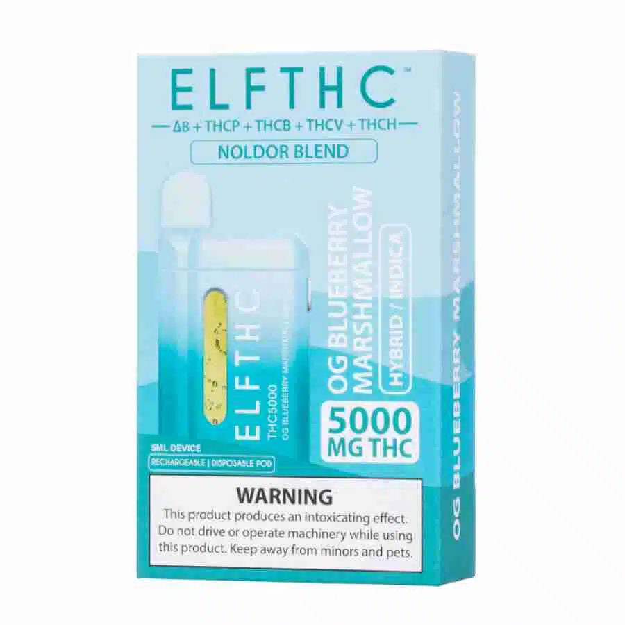 Elfhc Noldor Blend vape cartridges infused with blueberry and CBD.