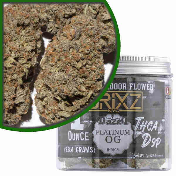 A jar of Wedding Kush, a premium indoor flower strain, infused with BRIXZ NYC THC-A.
