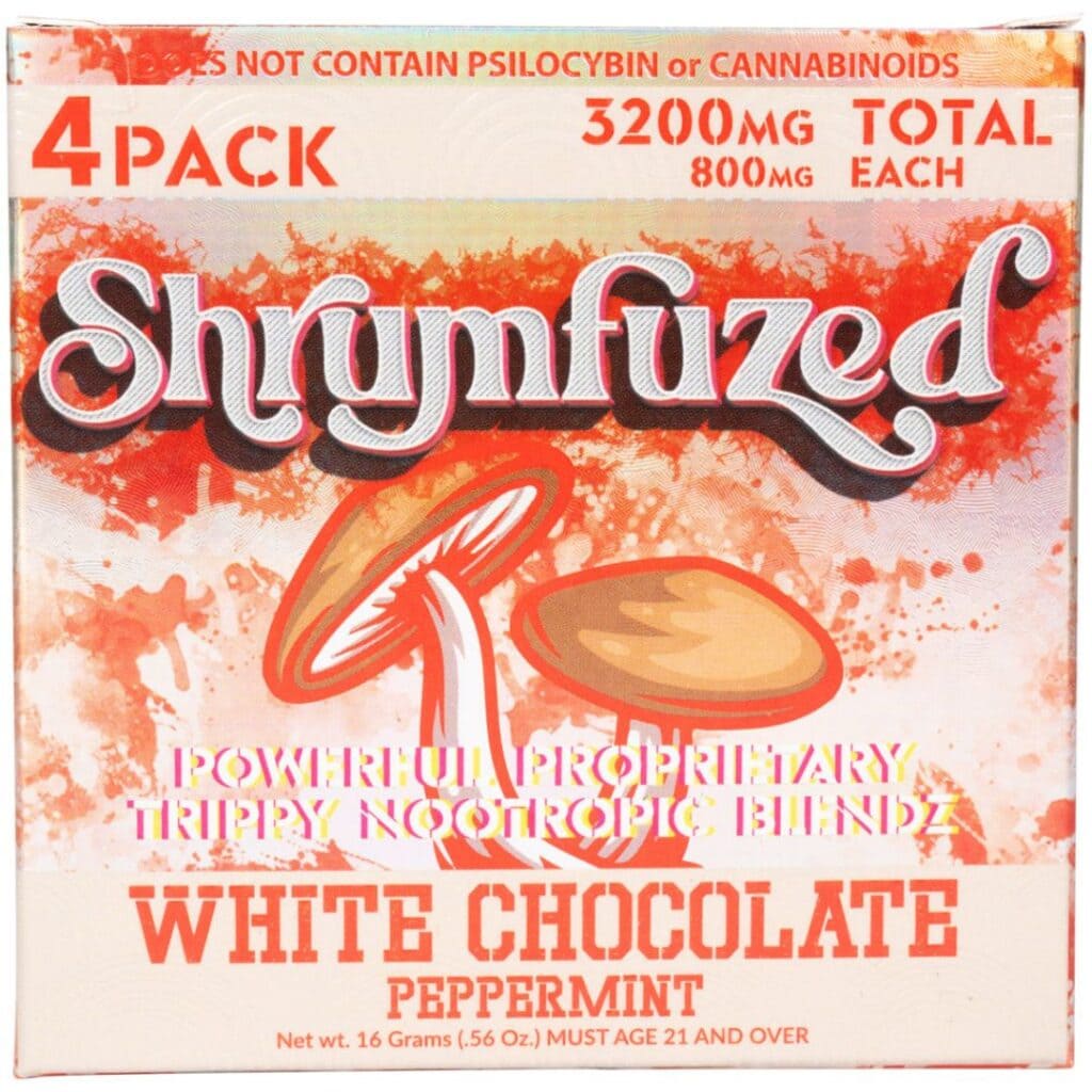 Shrumfuzed Nootropic Mushroom Chocolate 4pc White Chocolate Peppermint