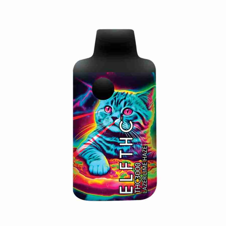 A limited edition ELF THC 3000 Limited Edition Disposables 3.5g with a cat image on it.