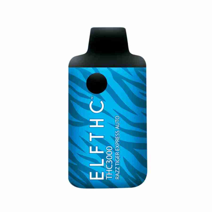 A limited edition ELF THC 3000 Limited Edition Disposables 3.5g blue bottle with the word elftihc on it.