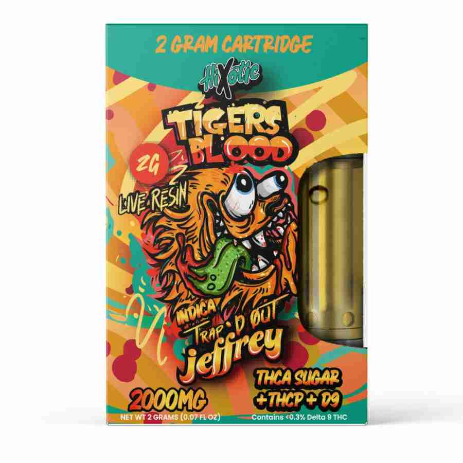 Tiger blood HiXotic Trap'd Out Jeffrey Cartridges 2g.