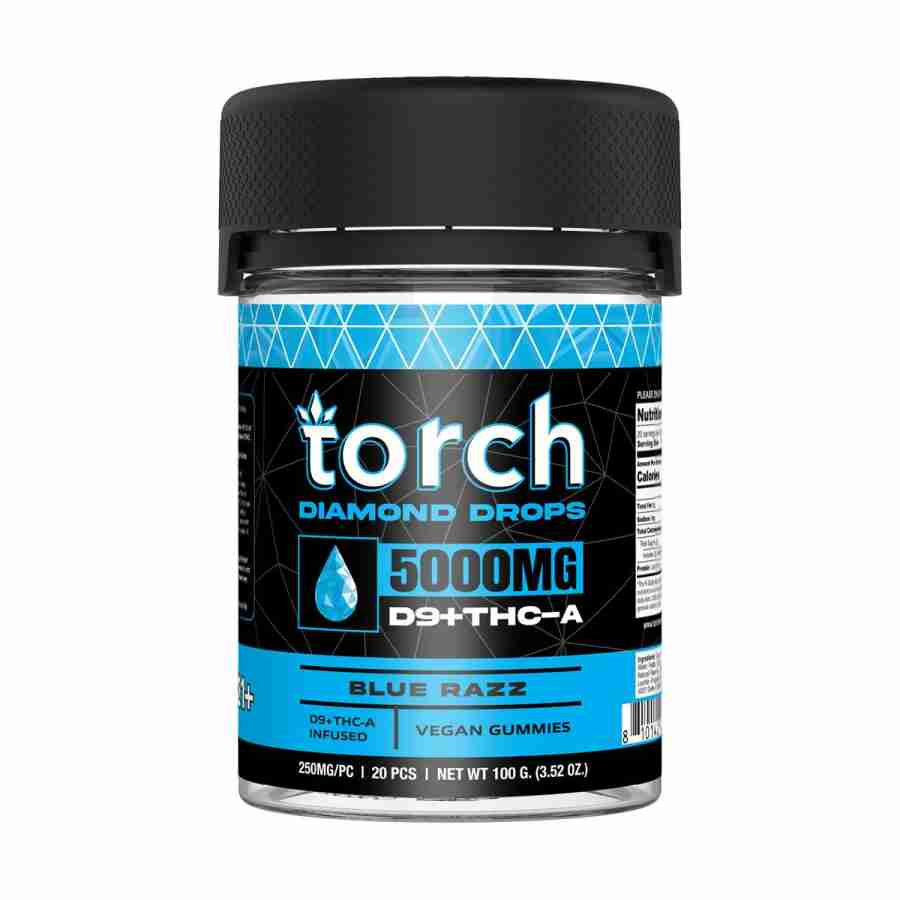 Torch Diamond Drops Vegan Gummies 5000mg 20pc, now available in a 5000mg strength pack of 20pc.