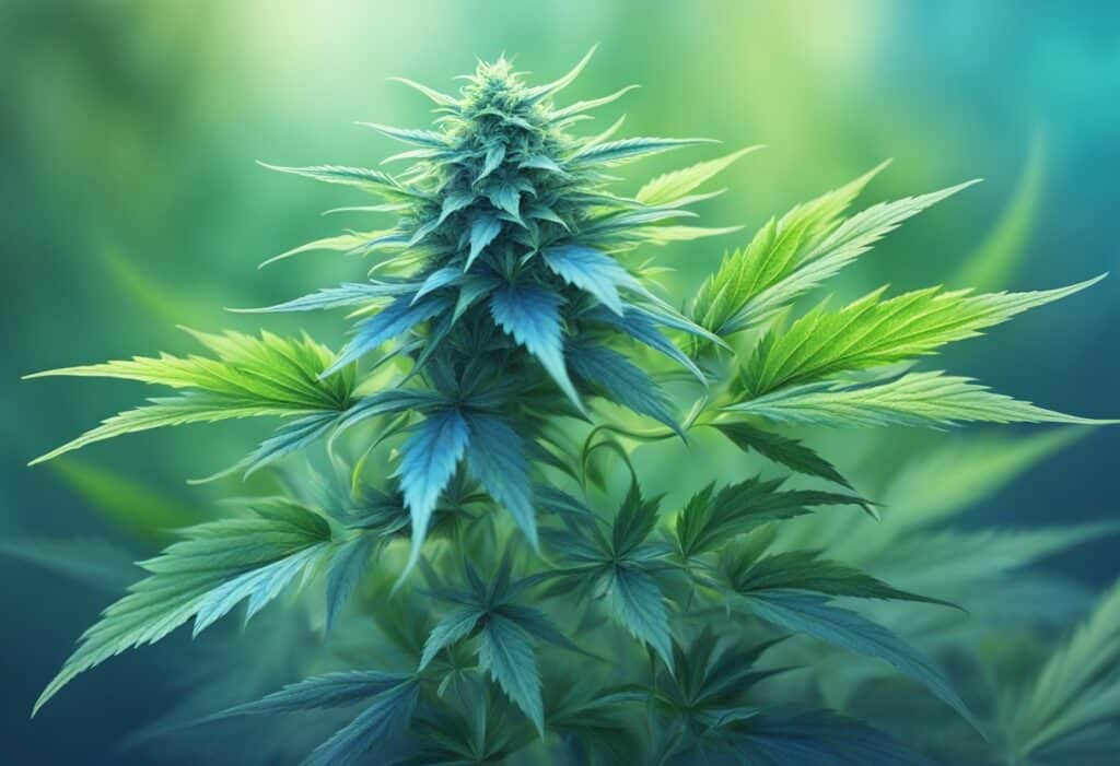 An image of a Blue Dream marijuana plant with green leaves.