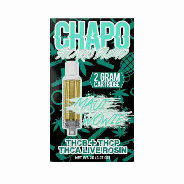 The sleek packaging for the Chapo CBD vape pen, designed specifically for the popular Chapo Sicario Blend Vape Cartridges 2g.