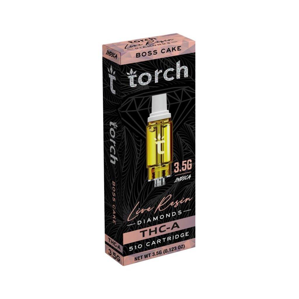 Torch Live Diamonds THCa Cartridges 3.5g are a premium thca vape cart boss cake strain flavor