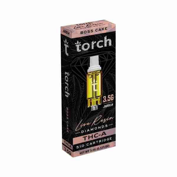 Torch Live Diamonds THC-A Cartridges 3.5g are a premium thca vape cart boss cake strain flavor