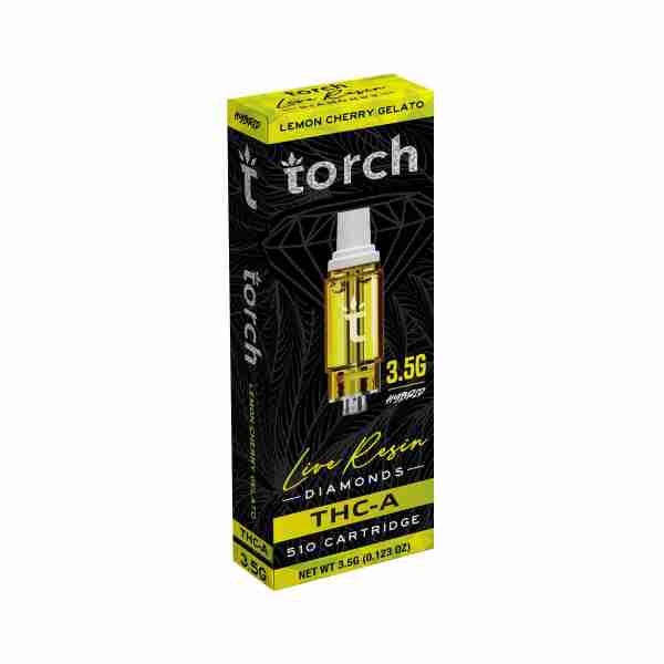 Torch Live Diamonds THCA Cartridges 3.5g lemon cherry gelato strain flavor