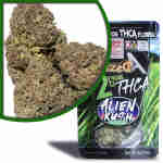         Description: An Exotic package of Dazed8 THC-A-infused alien kush and a bag of weed.