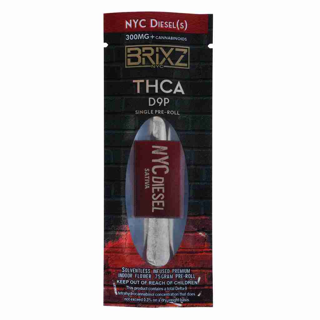 BRIXZ NYC D9P Shatterwalkerz Single Pre-Roll 0.75g - NYC Diesel