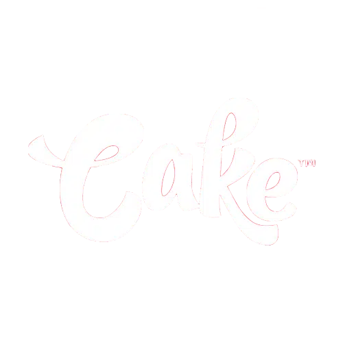 A red and white logo with the word cake perfect for home-based businesses.