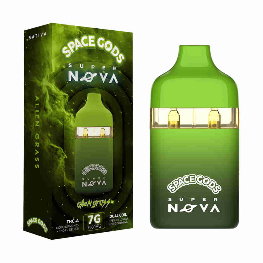 Space Gods Super Nova THC-A Liquid Diamonds Dual Coil Disposable Vape Pens 7g offers a celestial experience inspired by the Space Gods Super Nova THC-A Liquid Diamonds Dual Coil Disposable Vape Pens 7g, perfect for enthusiasts of Space Gods.