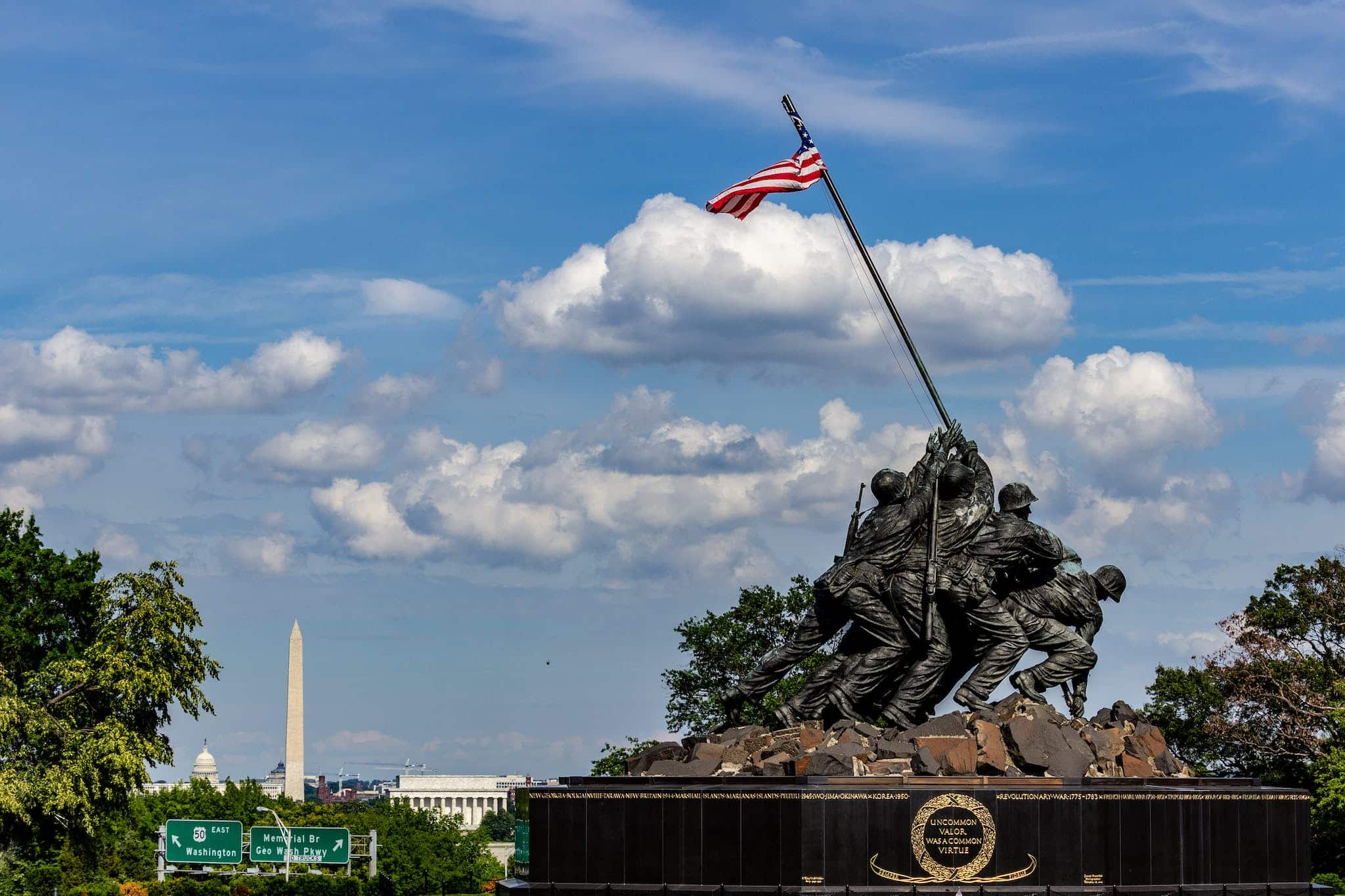 The United States Marine Corps War Memorial in virginia