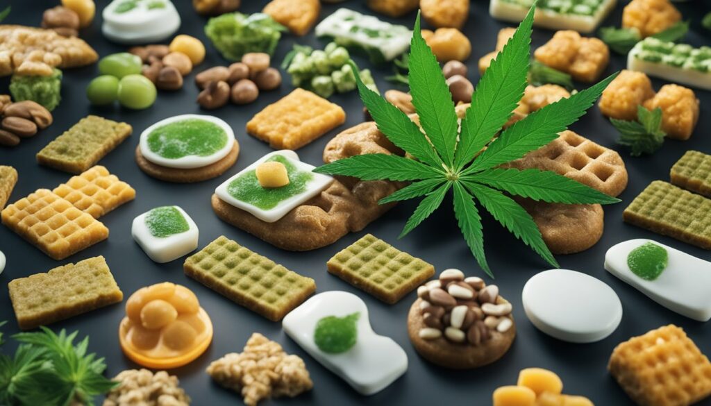 CBD-infused cookies featuring a marijuana leaf decoration.
