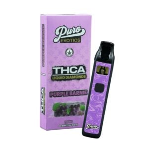 Puro Exotics THCa Liquid Diamonds Disposable Vapes Purple Barney 2g