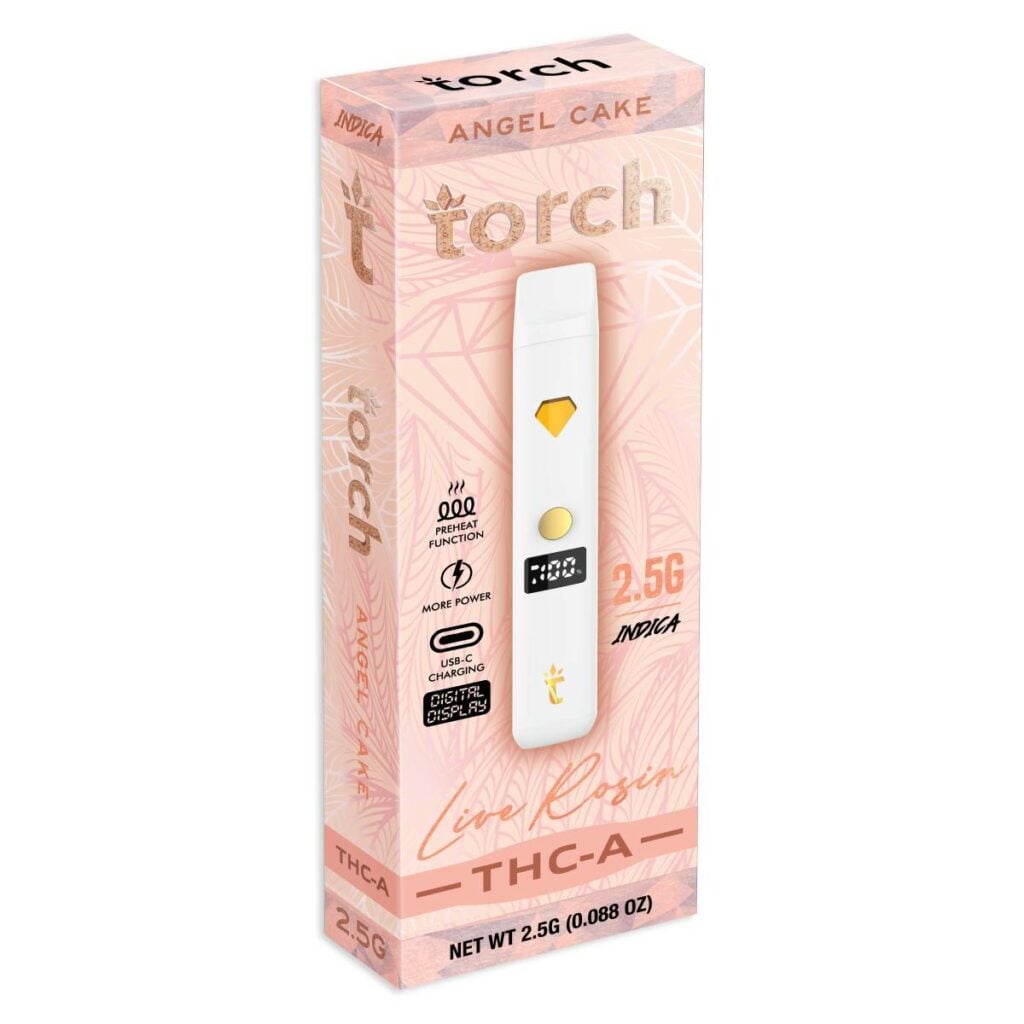 Torch THCa Live Rosin Disposable Vapes 2.5g Angel Cake